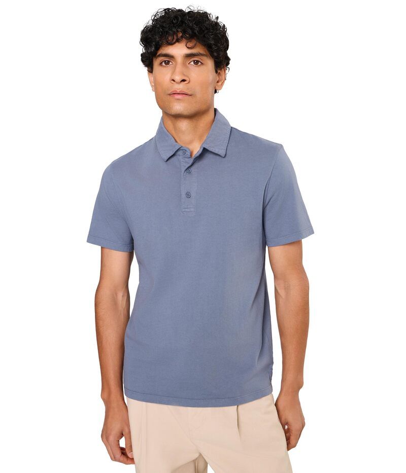 ヴィンス メンズ トップス シャツ Vince Garment Dye Short Sleeve Polo Washed Hawk Blu