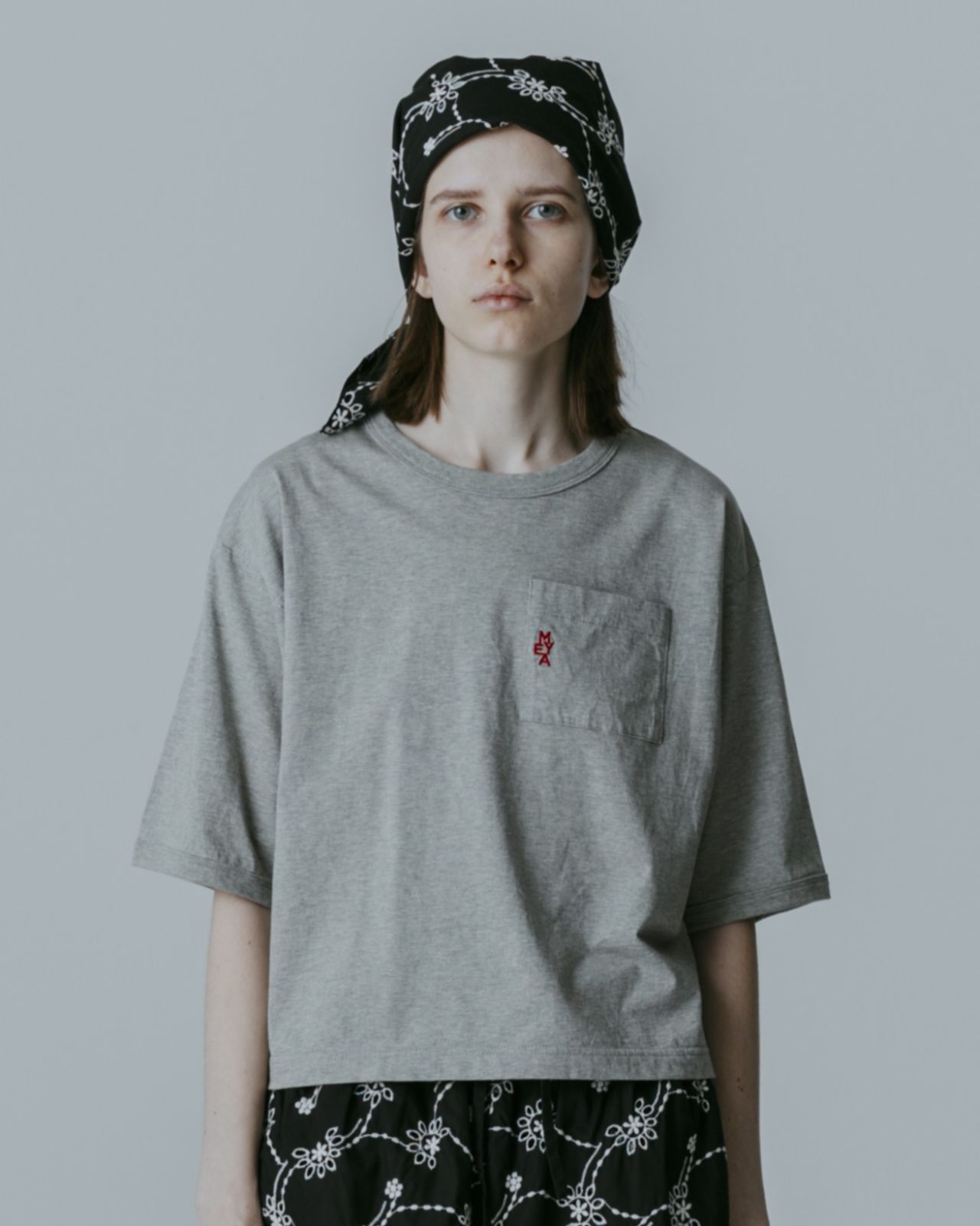 MEYAME メヤメ EMBROIDERED SCARF MEY-2433 BLACK スカーフ