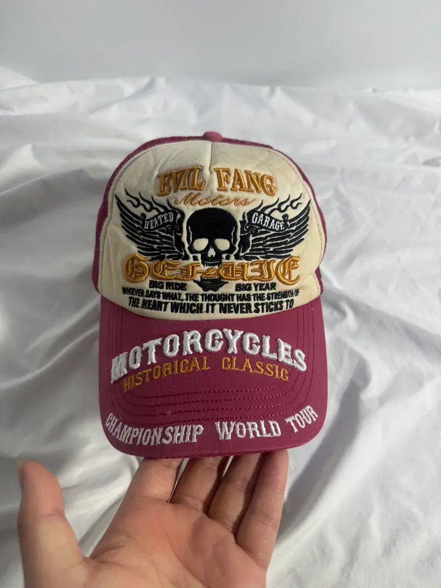 Evil fang motors バイカー 刺繍 ベースボールキャップ
