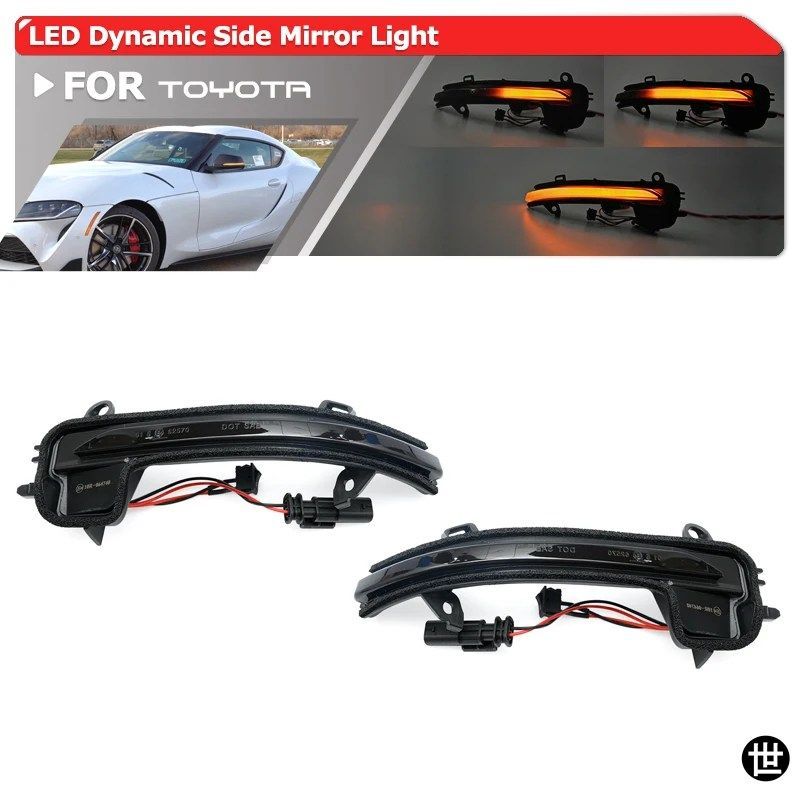 トヨタ GR スープラ A90 MK5 2020+ 用 スモーク シーケンシャル ダイナミック LED サイドミラーマーカーウィンカー アッセンブリーキット
