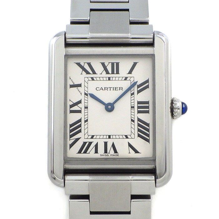 カルティエ Cartier 腕時計 タンク ソロ SM W5200013 レクタンギュラー シルバー文字盤 SS クオーツアナログ 【箱・保付き】 【中古】 231,000円