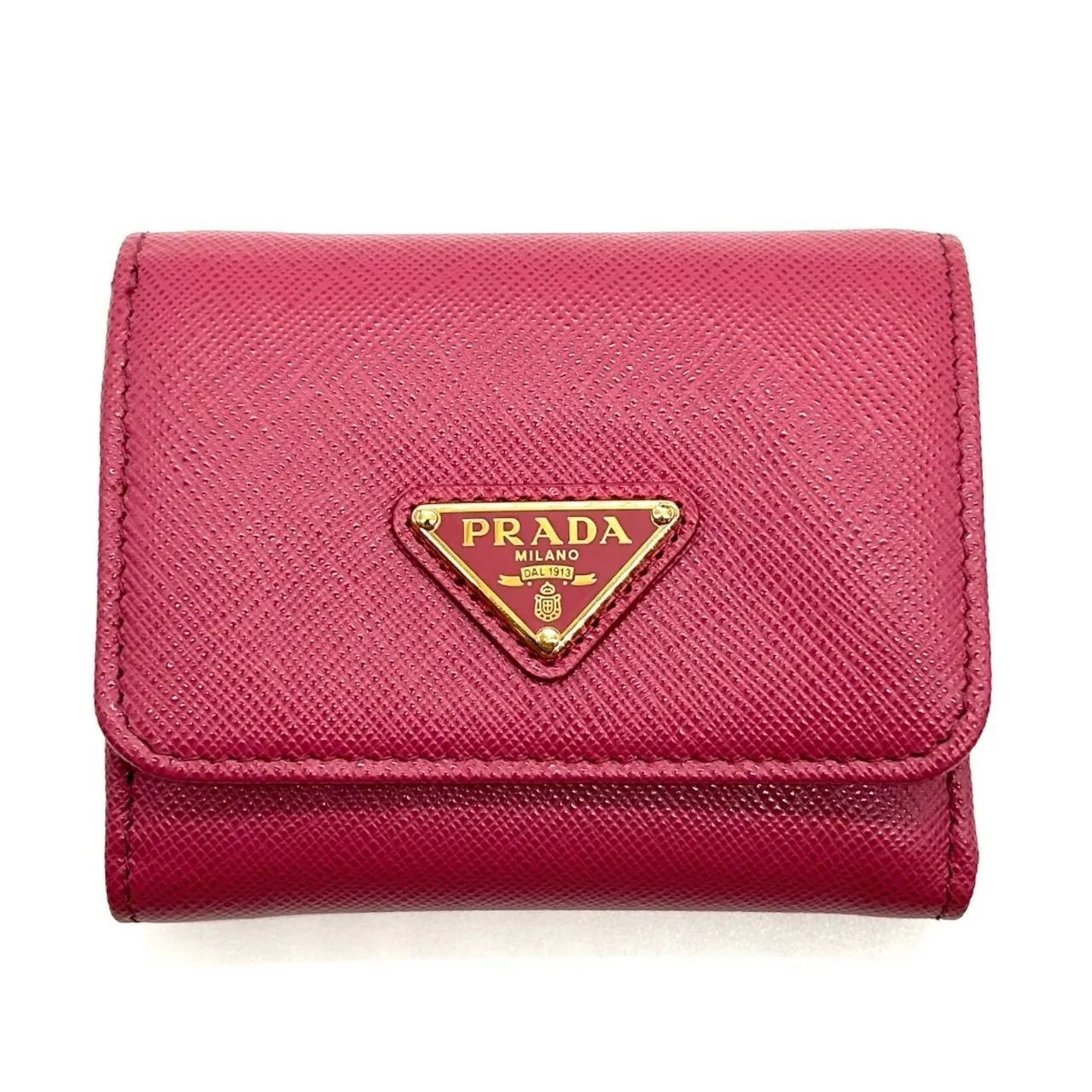 PRADA プラダ サフィアーノ コンパクトウォレット 1MH043 レザー 三つ折り財布 トライアングルロゴ 三角プレート ミニ財布 レディース 財布 ギフト プレゼント