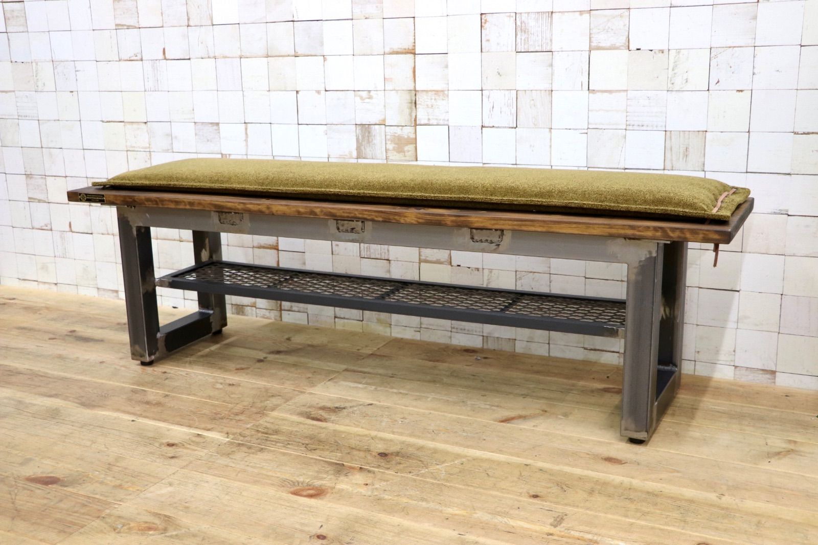 GMJK226C○INDUSTRIAL BRANCH / インダストリアルブランチ ダイニングチェア ベンチ 長椅子 アイアンフレーム メッシュラック 定価約20万