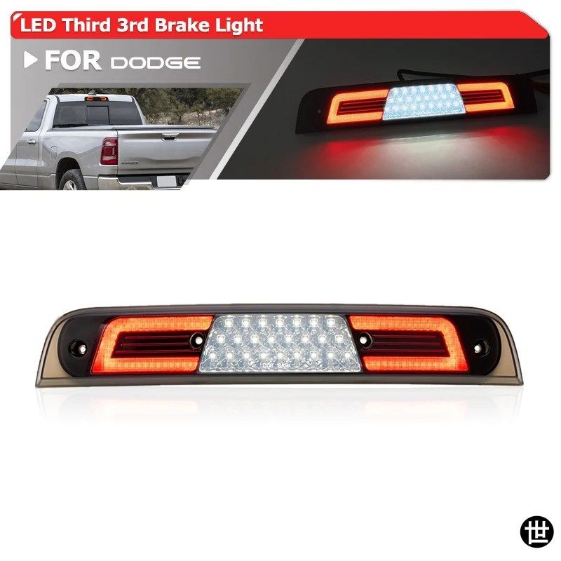 RAM 1500 ピックアップトラック 2019 - 25 用スモーク LED ハイレベルサードブレーキライト ホワイトカーゴルーフマーカー