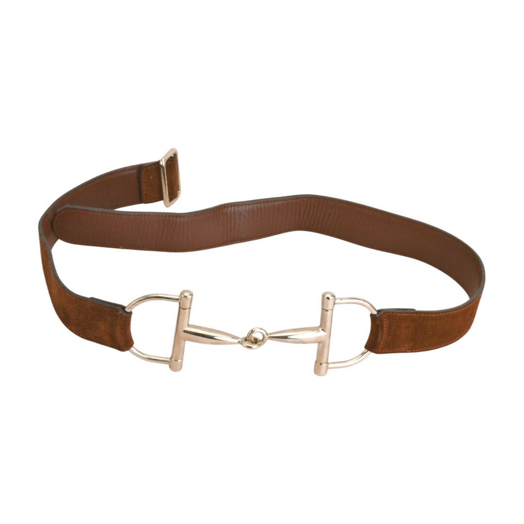 グッチ GUCCI ホースビット ベルト スウェード レザー バックル 75・30サイズ ダークブラウン シルバー金具 レディース F-BLT711
