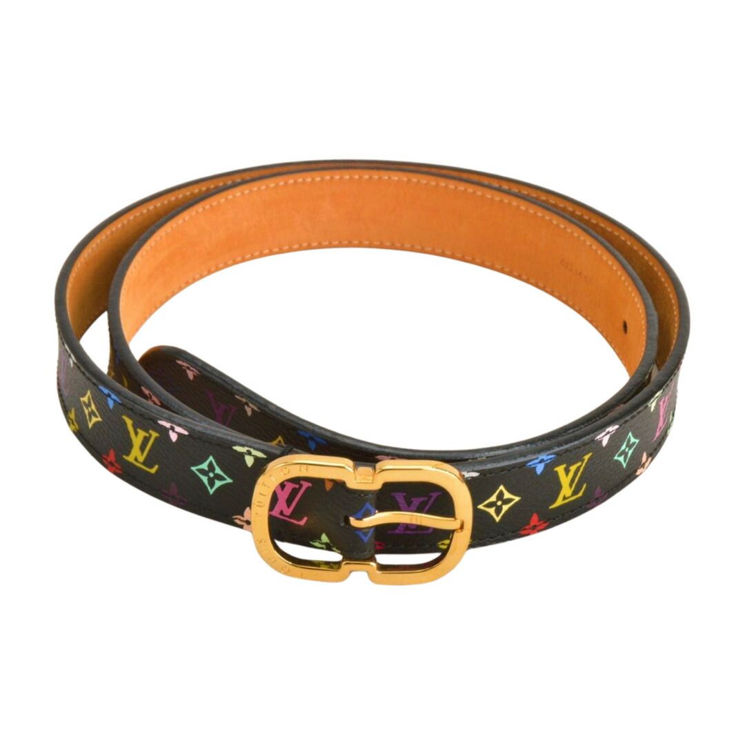 ルイヴィトン LOUIS VUITTON 5穴 ベルト モノグラム マルチカラー ブラック ゴールド金具 M9586 レディース F-BLT712