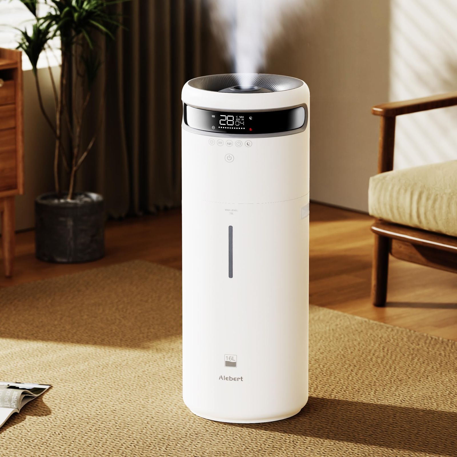 Alebert(アレベルト) 加湿器 大容量 16L 最大60畳適用 【あり】静音 UV除菌 最大噴霧量750ML/H 超音波加湿器 リモコン付き アロマ対応 上から注水 3段階噴霧量 恒湿機能 自動湿度調整 睡眠モード 12H切タイマー 着 16d1cac5
