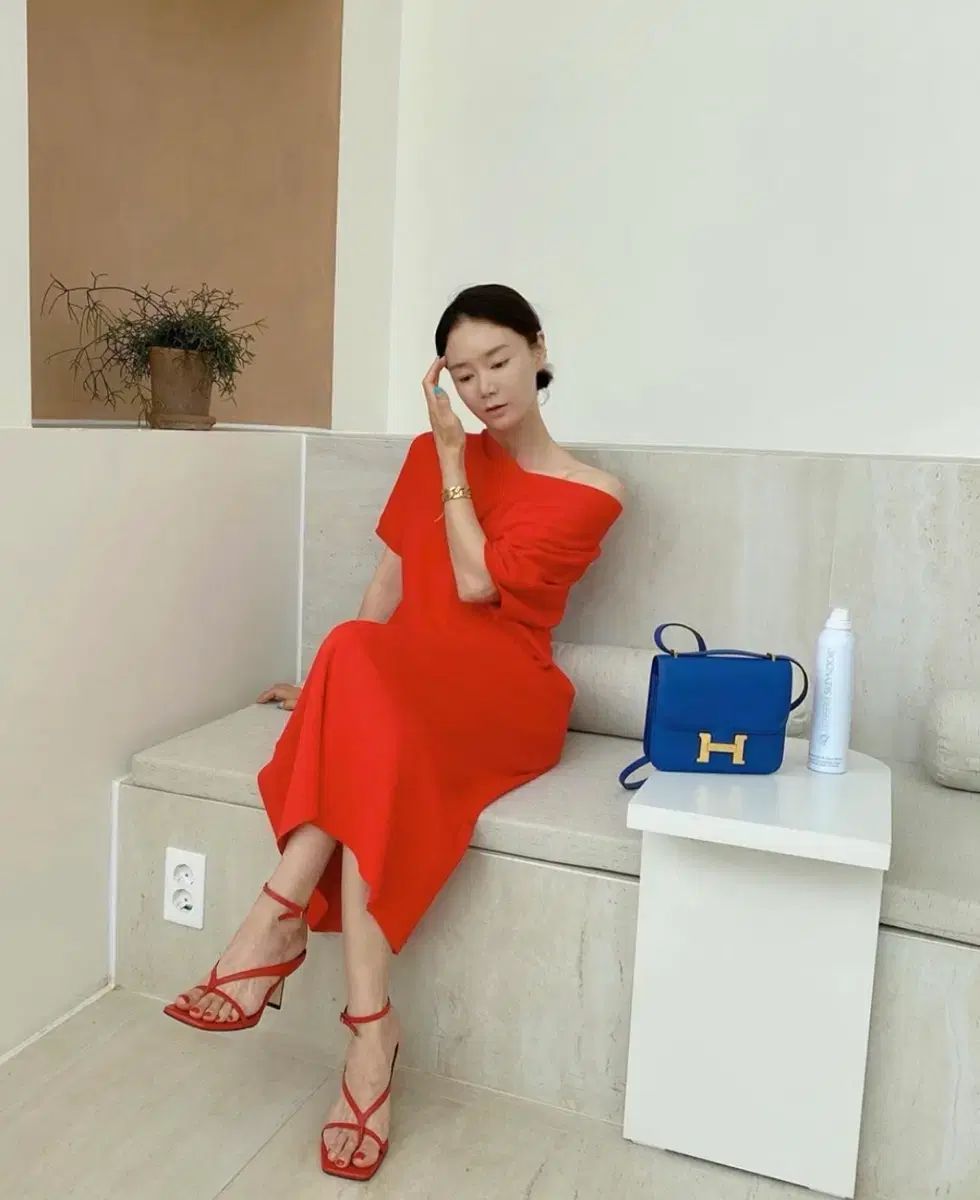 LEE Mee Shop レッド ニットONE PIECE