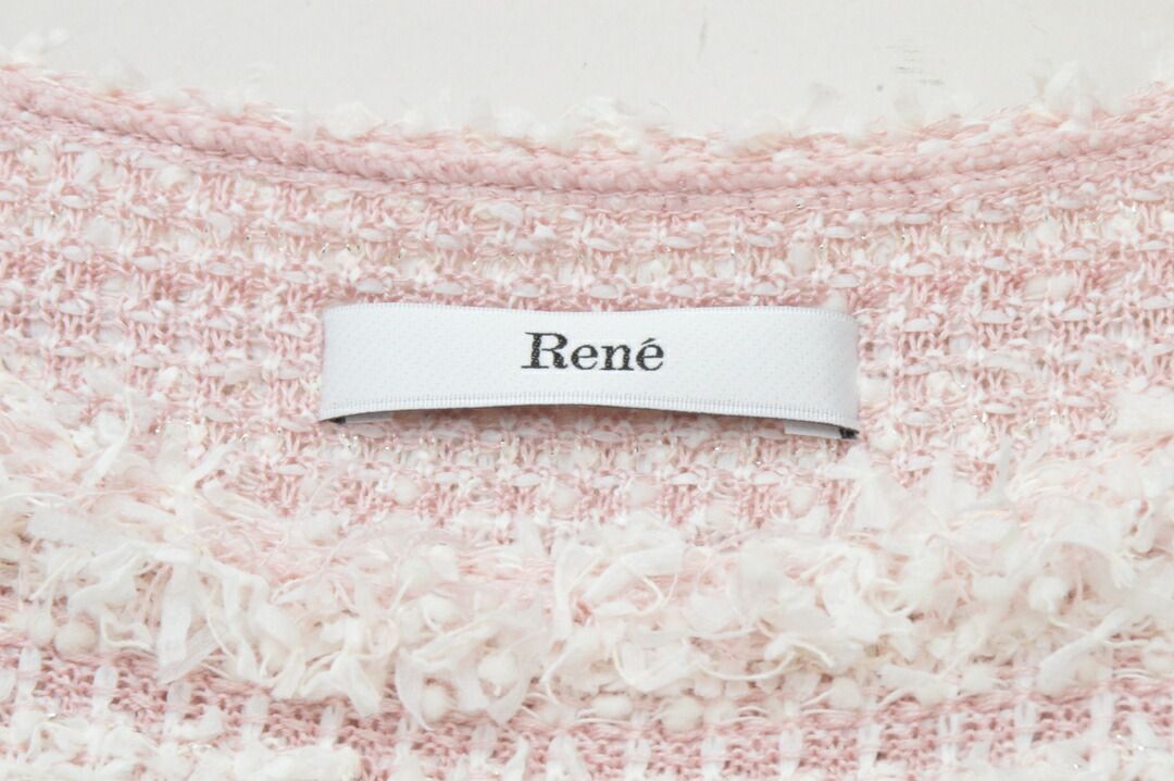 ルネ Rene ノースリーブ ワンピース 34サイズ ピンク×ホワイト