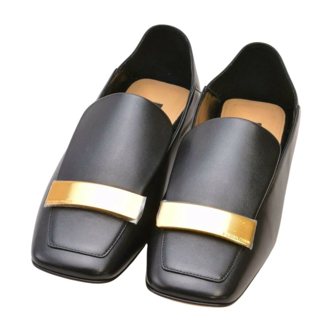 セルジオロッシ Sergio Rossi ローファー sr1 Scarpe Donna 36 1/2サイズ ブラック×ゴールド レディース F-LSHOE5089