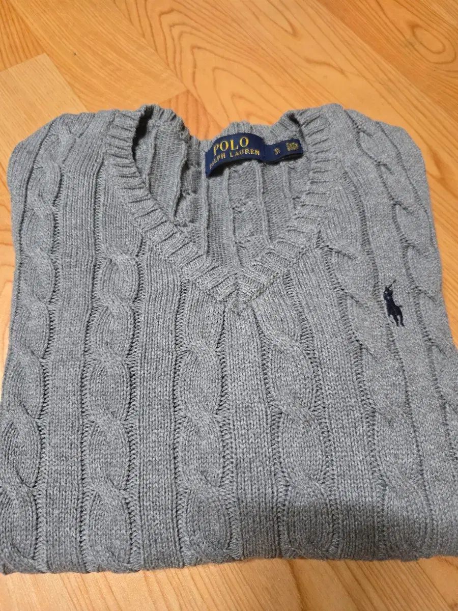 POLO RALPH LAUREN ポロラルフローレン レディース グレー ケーブル Vネック ニット