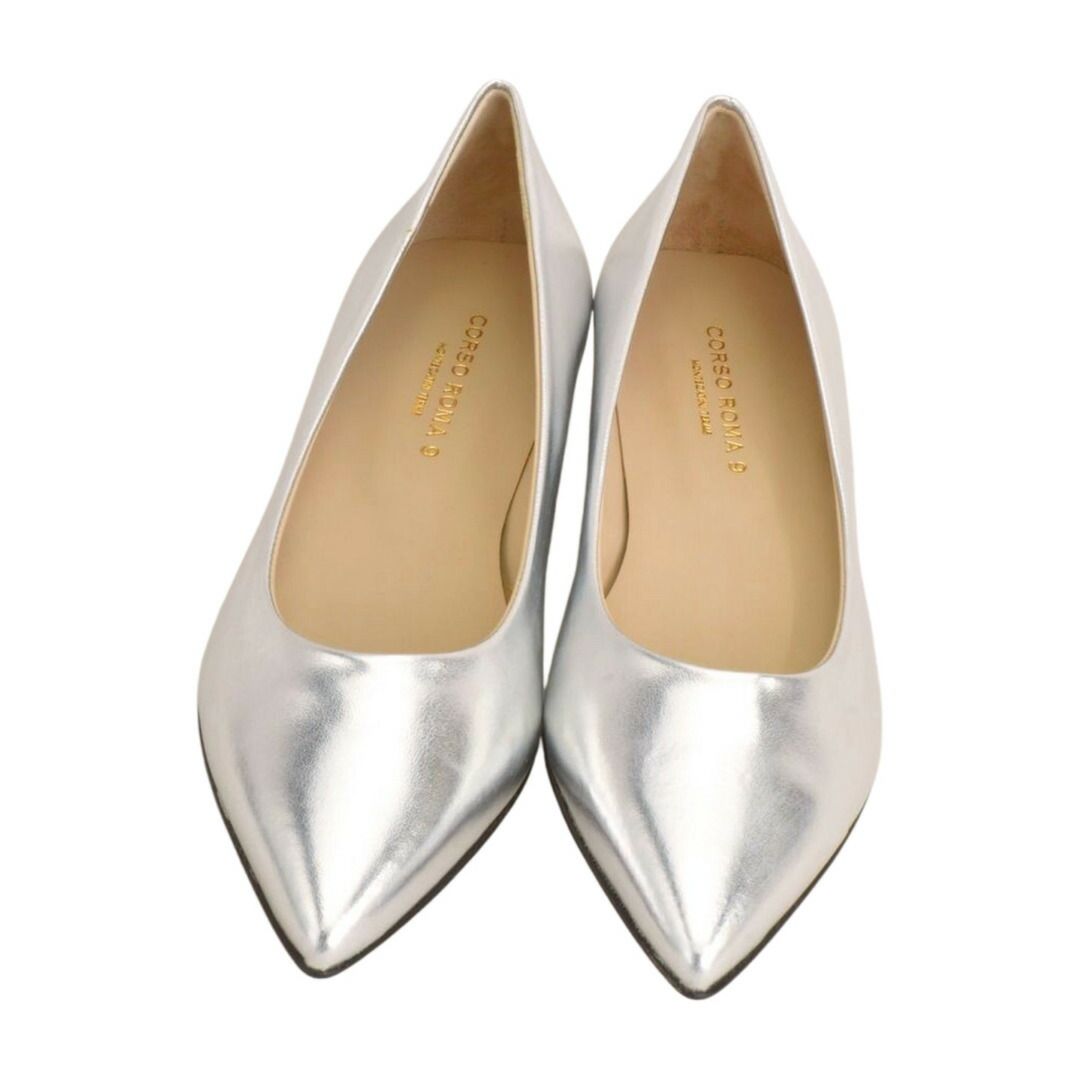 ジャーナルスタンダード コルソローマノーヴェ CORSO ROMA 9 ポインテッドトゥパンプス 38サイズ シルバー レディース F-LSHOE5123