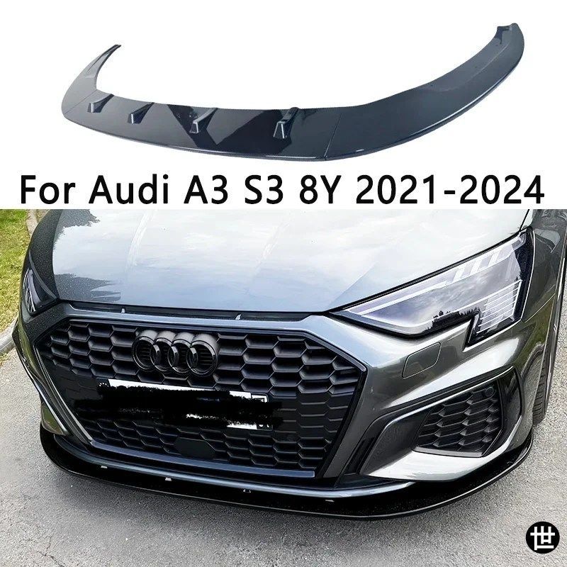 アウディ A3 S-LINE S3 8Y TDI TFSI セダン/スポーツバック 2021-2024 車用フロントバンパーリップチンスポイラースプリッターボディキット