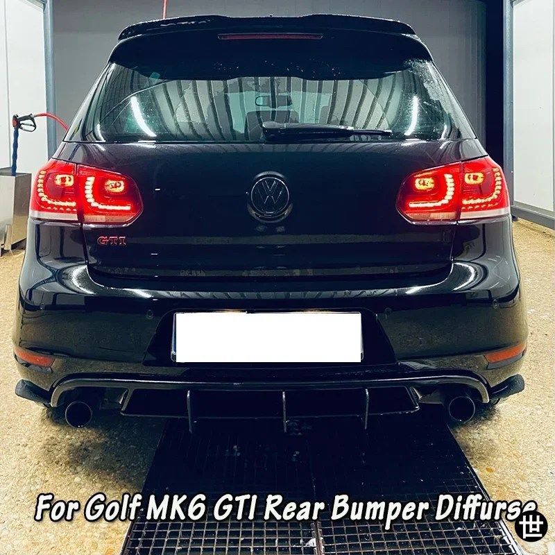 VWゴルフMK6 GTI TSI TDI 2009-2013用リアバンパーリップディフューザースポイラースプリッター4フィンリアディフューザースポイラーカーア