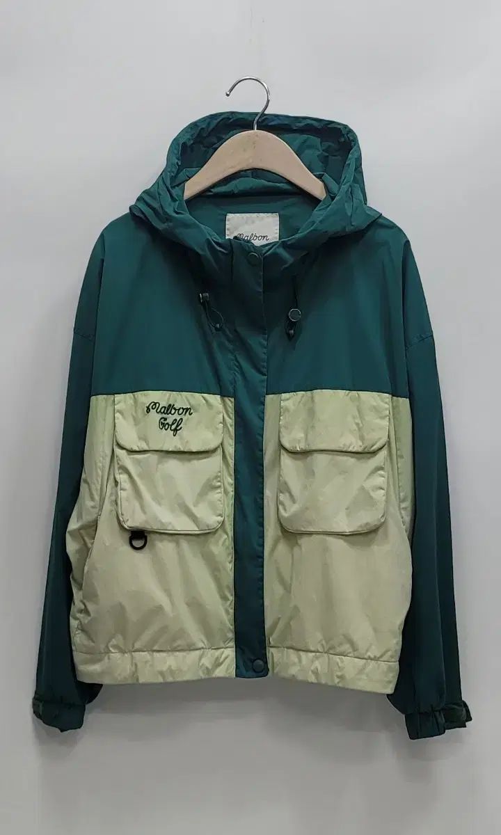 マルボンゴルフ 22FW ユーティリティ ポケット カラーブロック フード ウィンドブレーカー アウター / レディース S