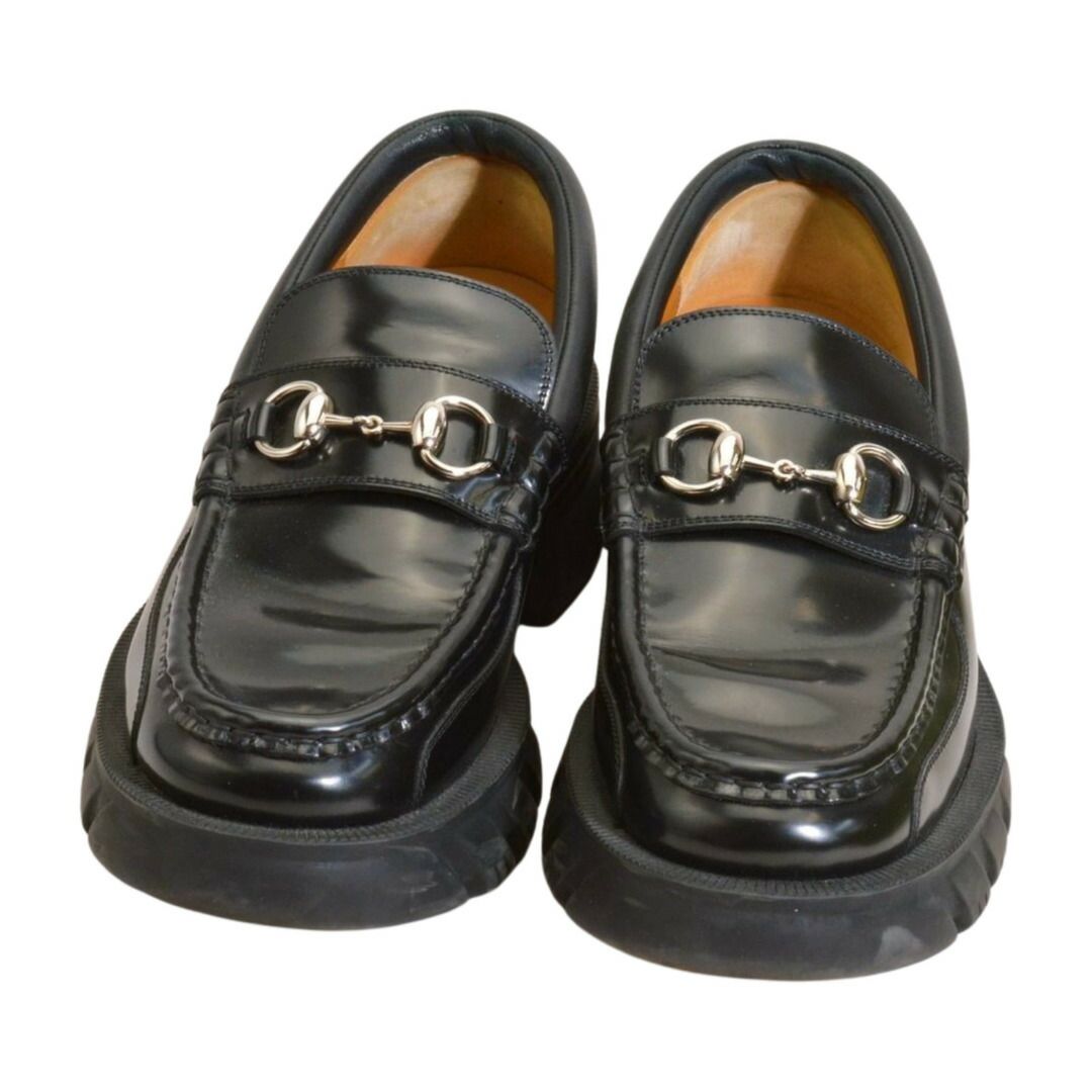 グッチ GUCCI 658822 ホースビット付 メンズ ローファー シューズ 7 1/2 ブラック メンズ F-YA1133