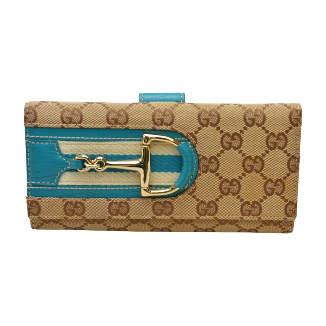 グッチ GUCCI 長財布 ハスラービット GG柄 137375 ベージュ×ブルー レディース F-ST2180
