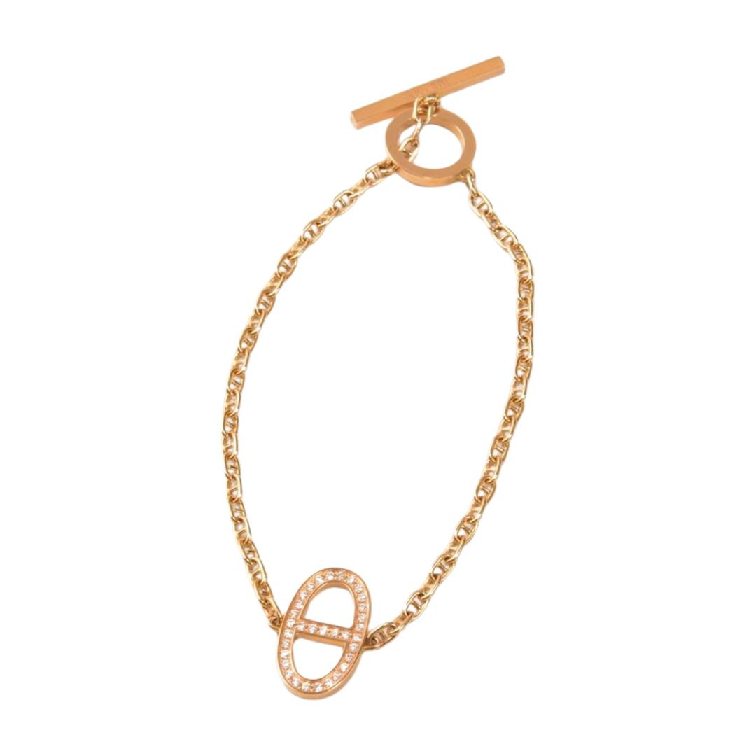 エルメス HERMES シェーヌダンクル コントゥール ブレスレット K18ピンクゴールド ダイヤモンド H122404 ST レディース F-YA1064