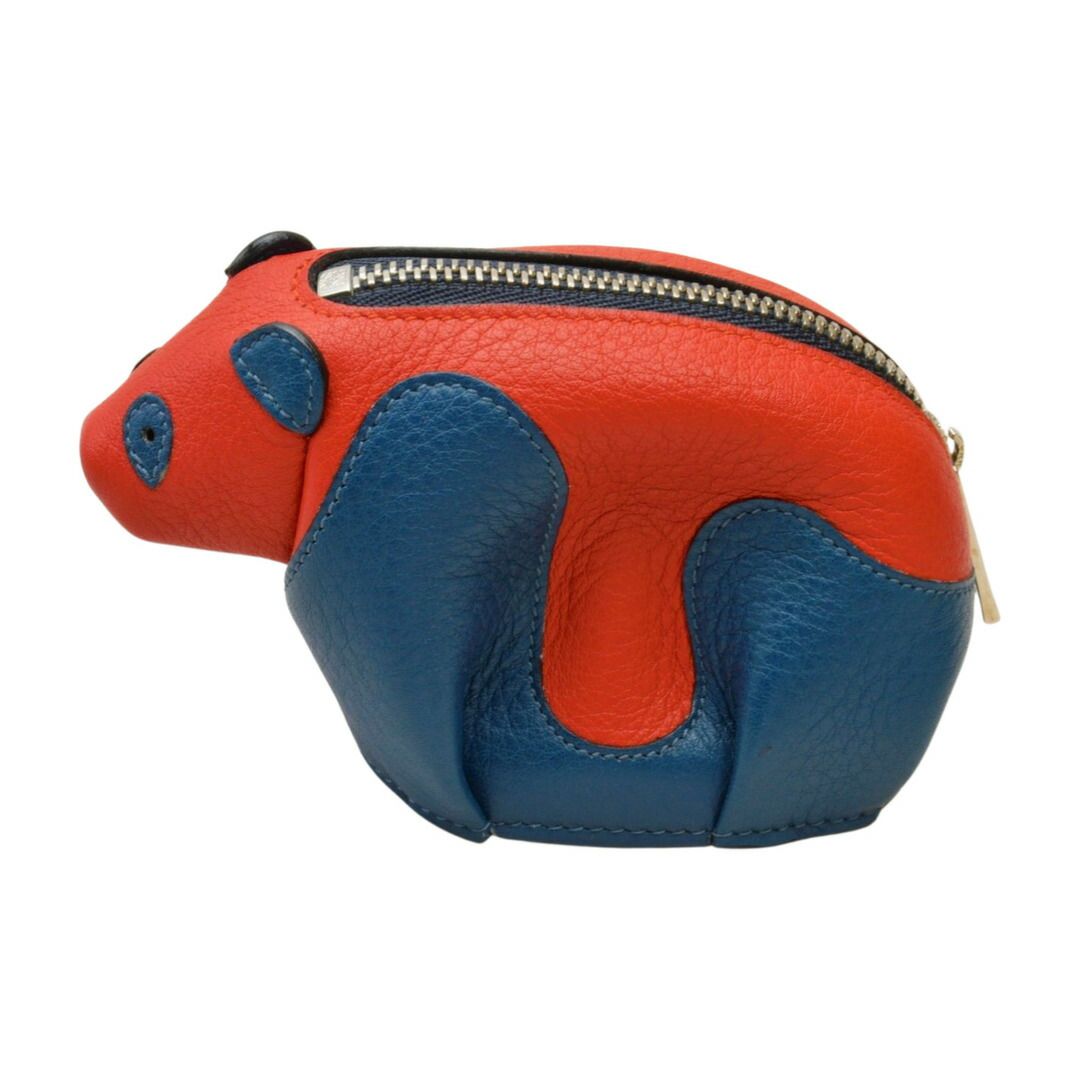 ロエベ LOEWE ANIMALS パンダ コインケース 30JH75 カーフ ブルー レッド レディース F-YA1073