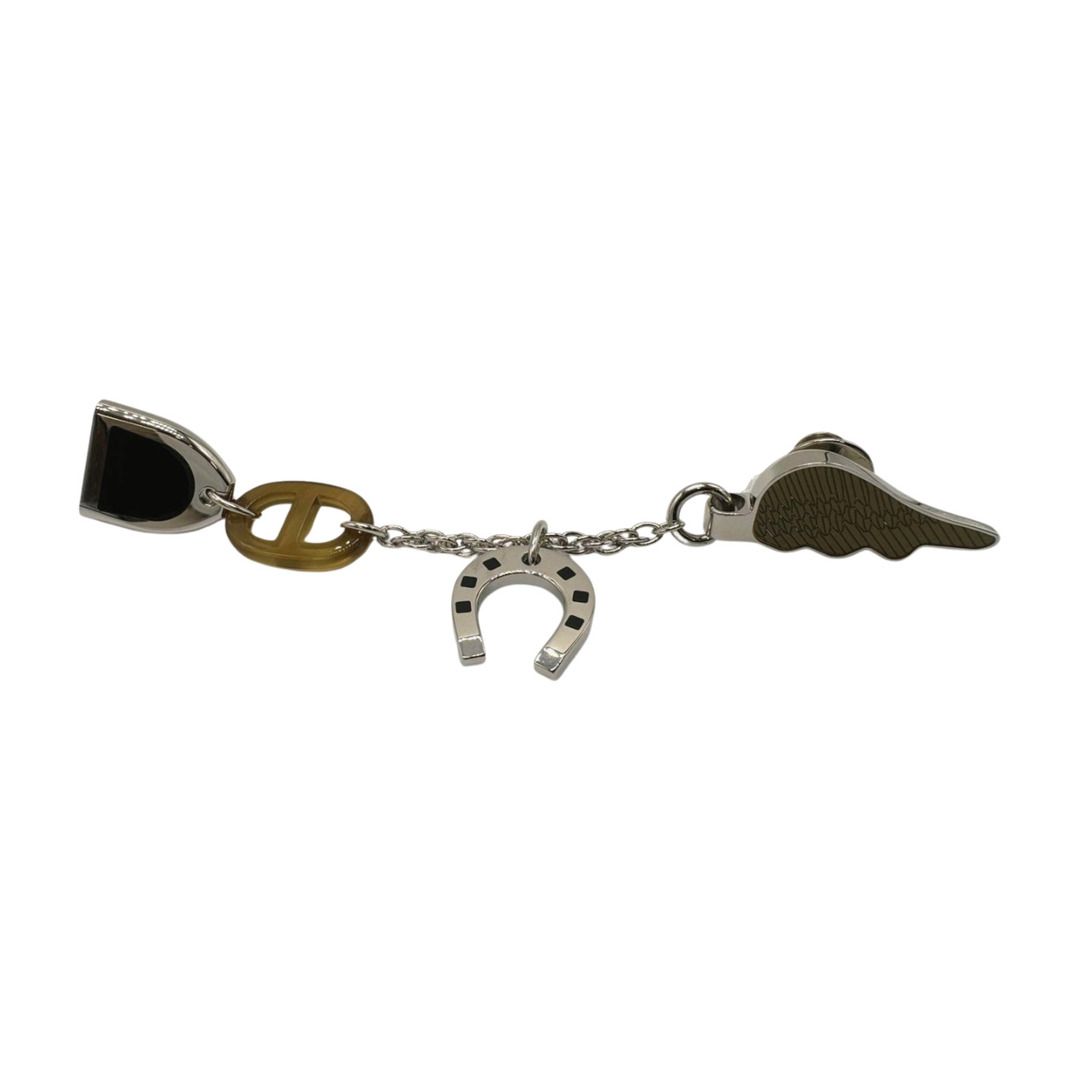 エルメス Hermes ブローチ ボン・ヴォヤージュ アクセサリー カーキ シルバー メンズ F-YA1167