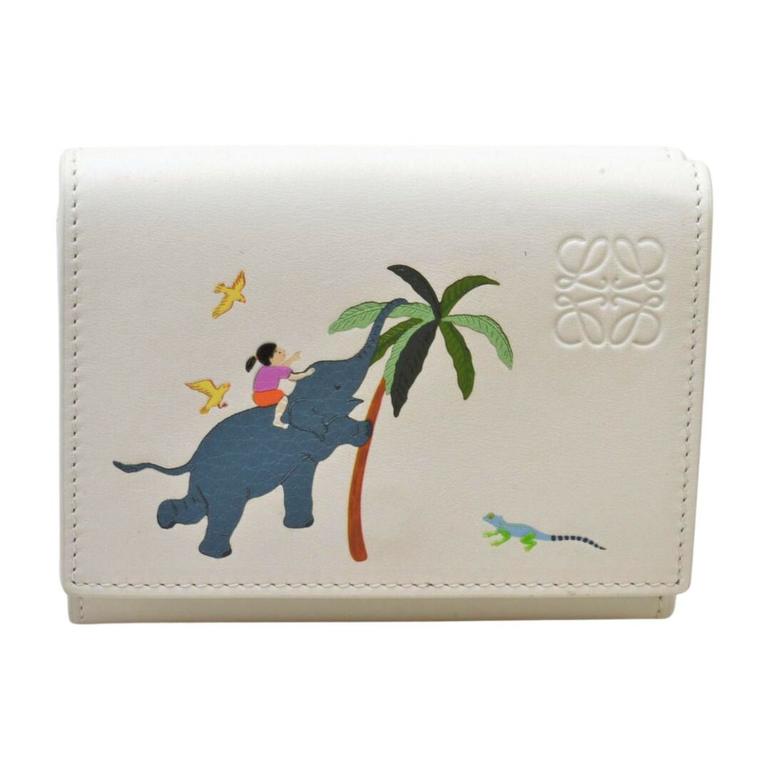 ロエベ スナフジタ LOEWE SUNAFUJITAトライフォールド ウォレット アイボリー エレファント 三つ折り財布 102416 レディース F-YA1088
