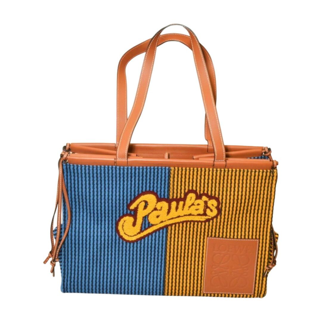 ロエベ LOEWE バッグ バウラズイビザ ストライプ トートバッグ キャンバス レザー マルチカラー 701918 レディース F-YA1104