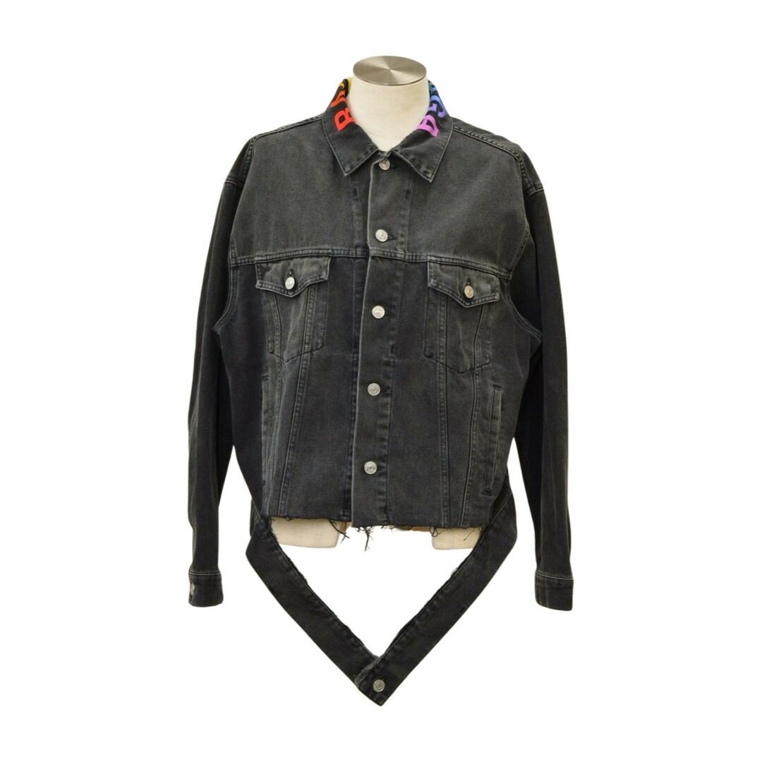 バレンシアガ Balenciaga 18年 コットン デニムジャケット 34 ブラック 571450 メンズ F-YA1194