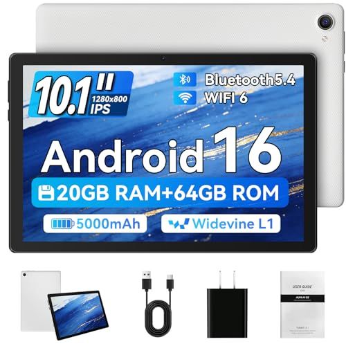 タブレット - FancyDay Android16 タブレット 10インチ 20GB+64GB+1TB拡張 WiFi6&Bluetooth5.4対応 高性能CPU 1280*800画面 5000mAh+Type-C充電+Widevine L 84feff50