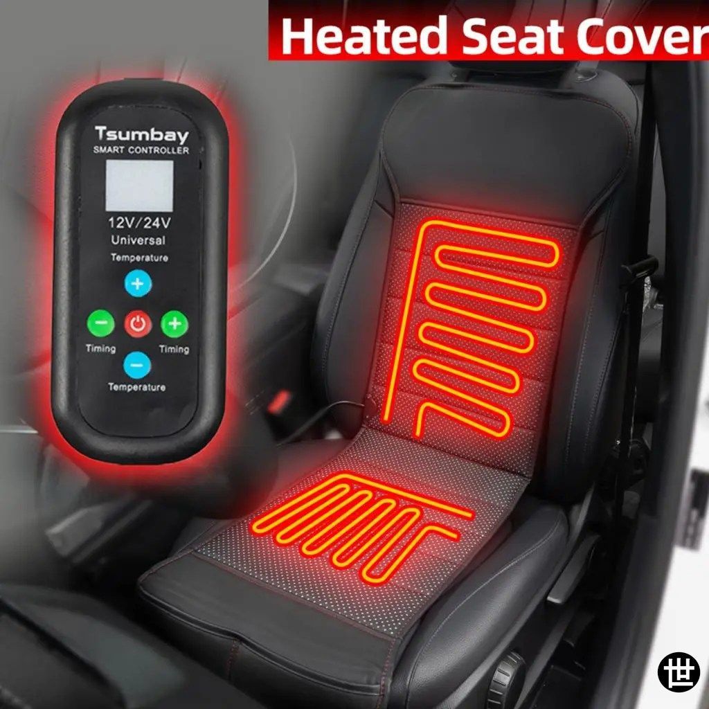 スマートリモコン車用シートヒーターカバークッションウォーマー 12V 24V 30W ヒーター 冬用パッドプロテクターカバー スタイリング