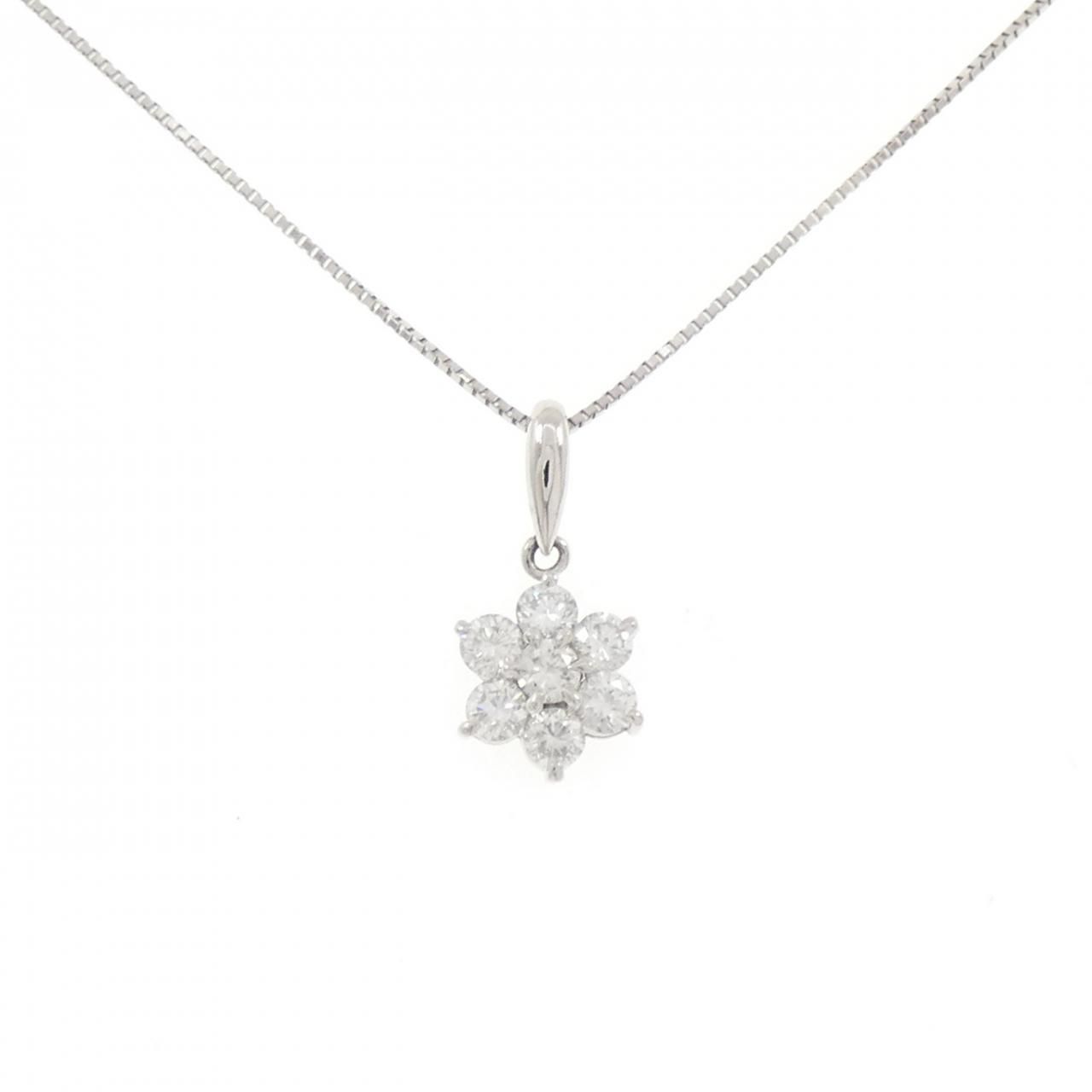 PT900/PT850 フラワー ダイヤモンド ネックレス 0.58CT