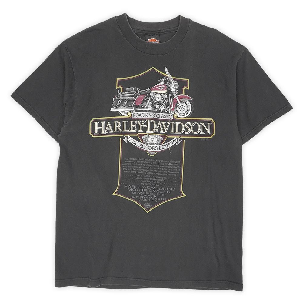 ハーレーダビッドソン HARLEY-DAVIDSON 90s 90年代 両面プリント バイク エンジン MADE IN USA アメカジ ヴィンテージ アメリカ製 古着 メンズ Tシャツ カットソー ブラック / 黒 L【中古】