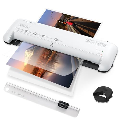bonsaii ラミネーター A3/A4/B5/はがき/名刺サイズ対応 80/100μmフィルム対応 ウォームアップ時間3-4分 気泡なし 波打防止 簡単操作 家庭用 業務用 軽量 3点セット【PSE認証済】ホワイト L309-A★m e34f2c0b