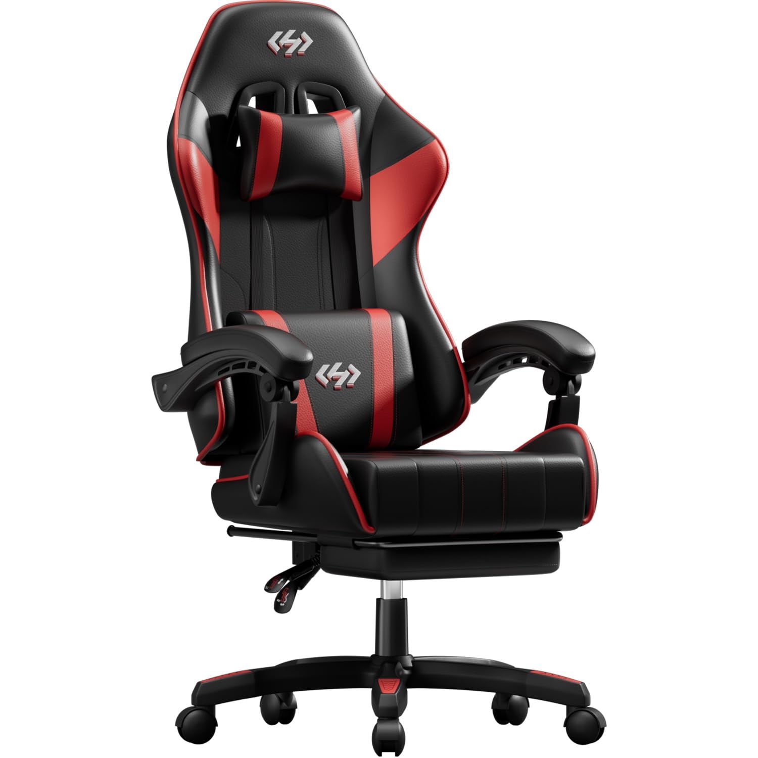 HLDIRECT ゲーミングチェア gaming chair オットマン付き pcチェア 椅子 在宅勤務用チェア145°リクライニング広々とした座面ハイバック ゲーミングチェア人間工学に基づいたオフィスチェア快適な座り心地腰部頭部サポート付き 68d1a3a7
