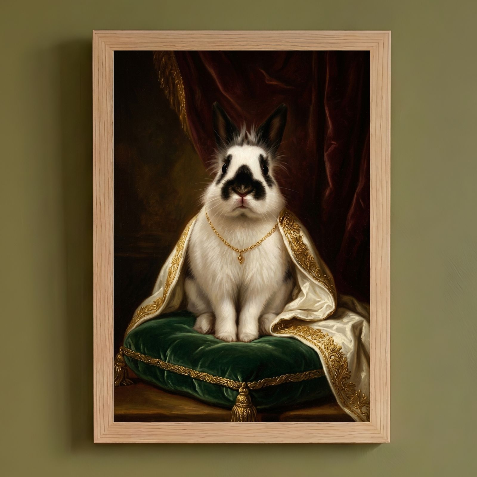 うさぎ（ヒマラヤン）のルネサンス風肖像画 油絵風アートA4額装