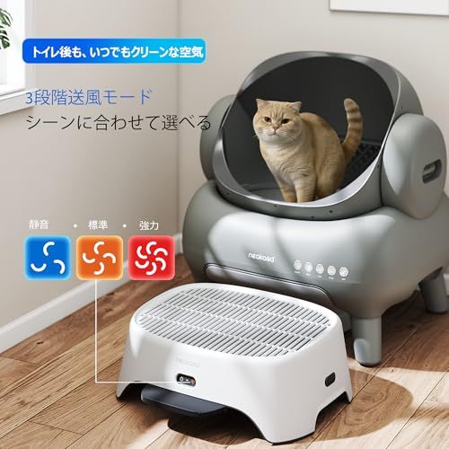 Neakasa AirStep 空気清浄機能付き 猫トイレ用ステップ 2-in-1 脱臭・粉じん・抜け毛対策 3段階風量モード M1 Plus/M1 Lite対応 自動・一般猫トイレ対応e 31d4d4b6