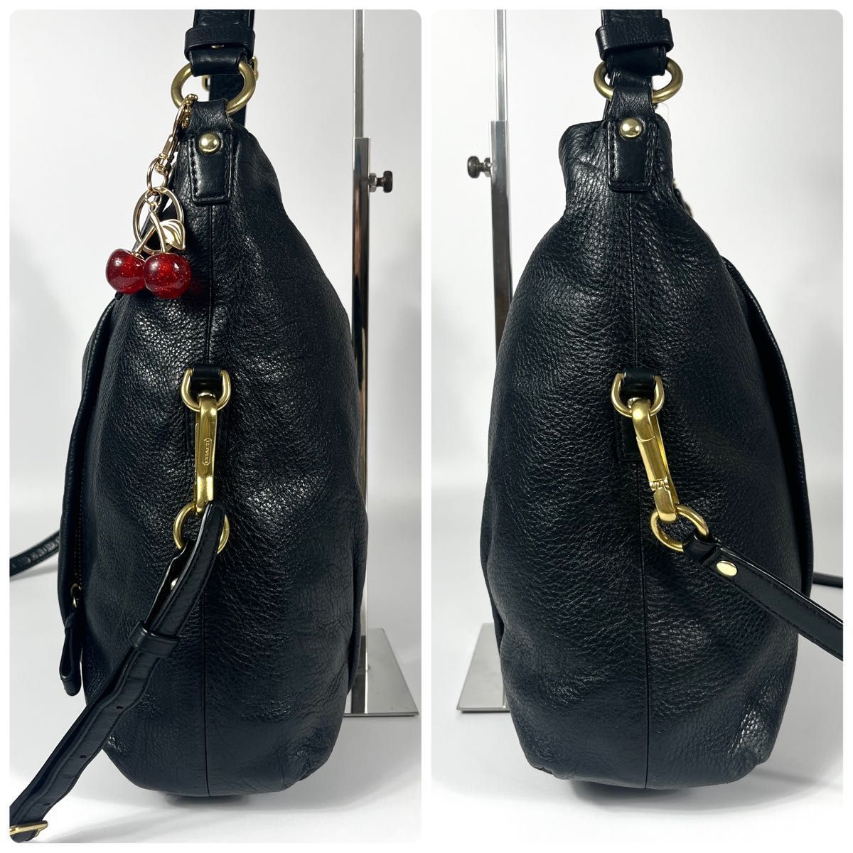 美品 COACH コーチ 2way ショルダーバッグ マディソン レザー イサベル 黒 21762 ワンショルダー 肩掛け