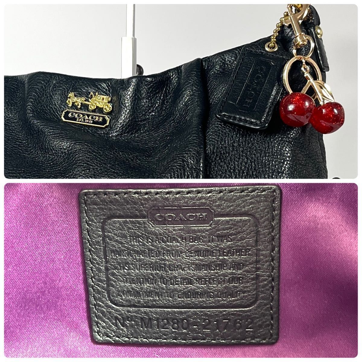 美品 COACH コーチ 2way ショルダーバッグ マディソン レザー イサベル 黒 21762 ワンショルダー 肩掛け