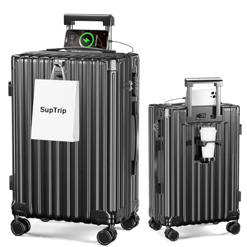 [SupTrip] スーツケース 機内持ち込み 多機能 キャリーケース 大型 超軽量 キャリーバッグ 耐衝撃 USBポート付き カップホルダー付き 充電機能 荷物フック 隠しフック機能 静音 ダブルキャスター 360度回転 修学 泊まる 旅行 a1dd2616