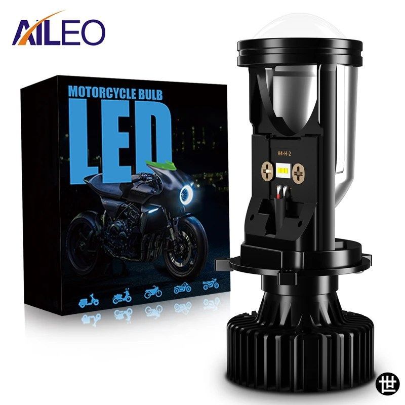 H4 LED バイク用ヘッドライト 6000K ホワイト ミニプロジェクターレンズ 12V 変換キット バイク用ランプアクセサリー LHD ハイ/ロービー