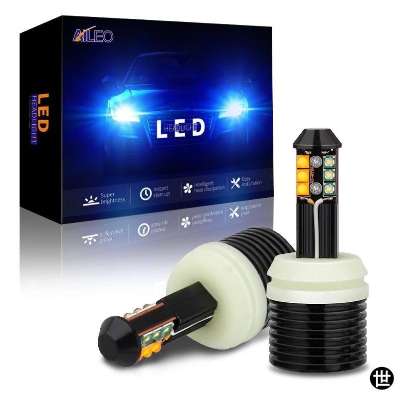 デュアルカラー T20 W21W WY21W 7440 7440NA LED CANBUSウィンカーライト DRL 1600LM 22W アンバーイエロー