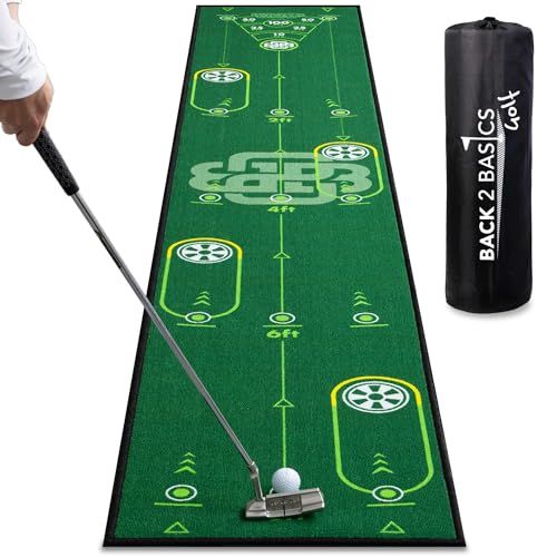 BACK2BASICSGOLF パターマット パター練習マット パター練習器具 【全英覇者コーチ監修x高速グリーンx距離感x方向性xインパクト向上x3mxガイドブック付き】★m 349ef672