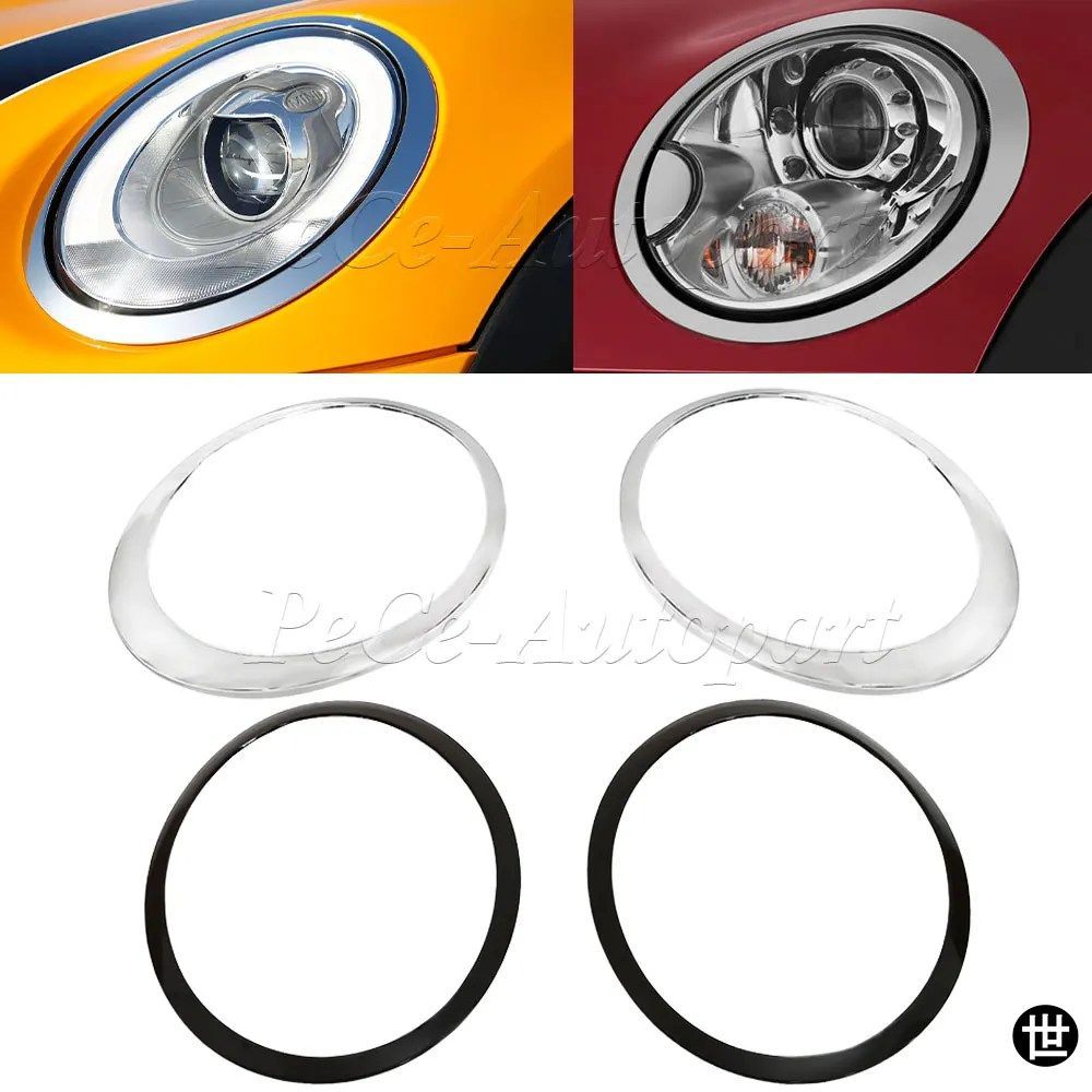 MINI COOPER S R56 R57 R55 CLUBMAN 2007-2015用/シルバーメッキカーヘッドライトフレーム 51137149905 51137149906