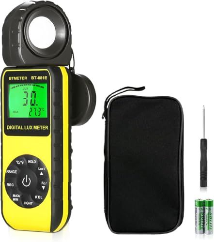 R◆デジタルルクスメーターBTMETER BT-881E デジタル照度計 光度計搭載 気温機能 高精度計測 0.01-300,000Lux照度測定 センサー270°回転 データレコード LCDバックライト 撮影、植物栽培、室内照明の明るさ 日 6f6a1c94