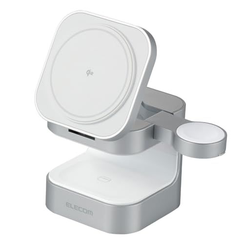エレコム Qi2 充電器 ワイヤレス 15W 3in1 Apple Watch 認証モジュール付き スタンド型 シルバー EC-MS09SVry 6c86a696