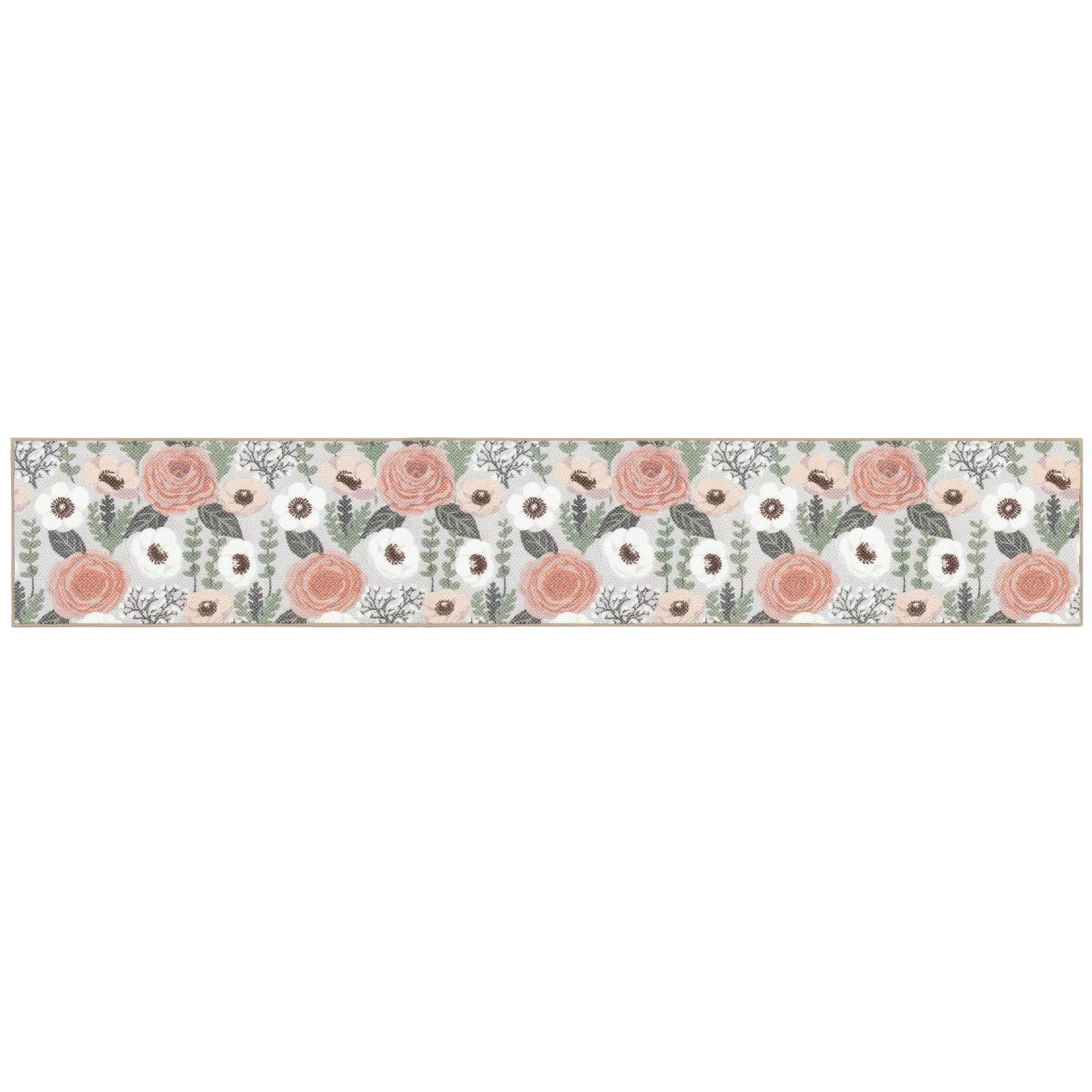 新品 センコー(Senko) S.D.S プランデフル キッチンマット 約50×270m グレージュ 花柄 抗菌 防臭 日本製 32747