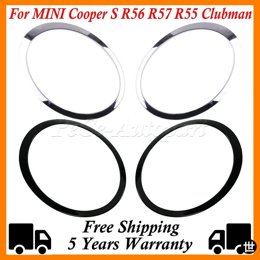 ブラック/シルバーメッキのヘッドライトフレーム 51137149905 51137149906 MINI COOPER S R56 R57 R55 CLUBMAN 2007-2015用