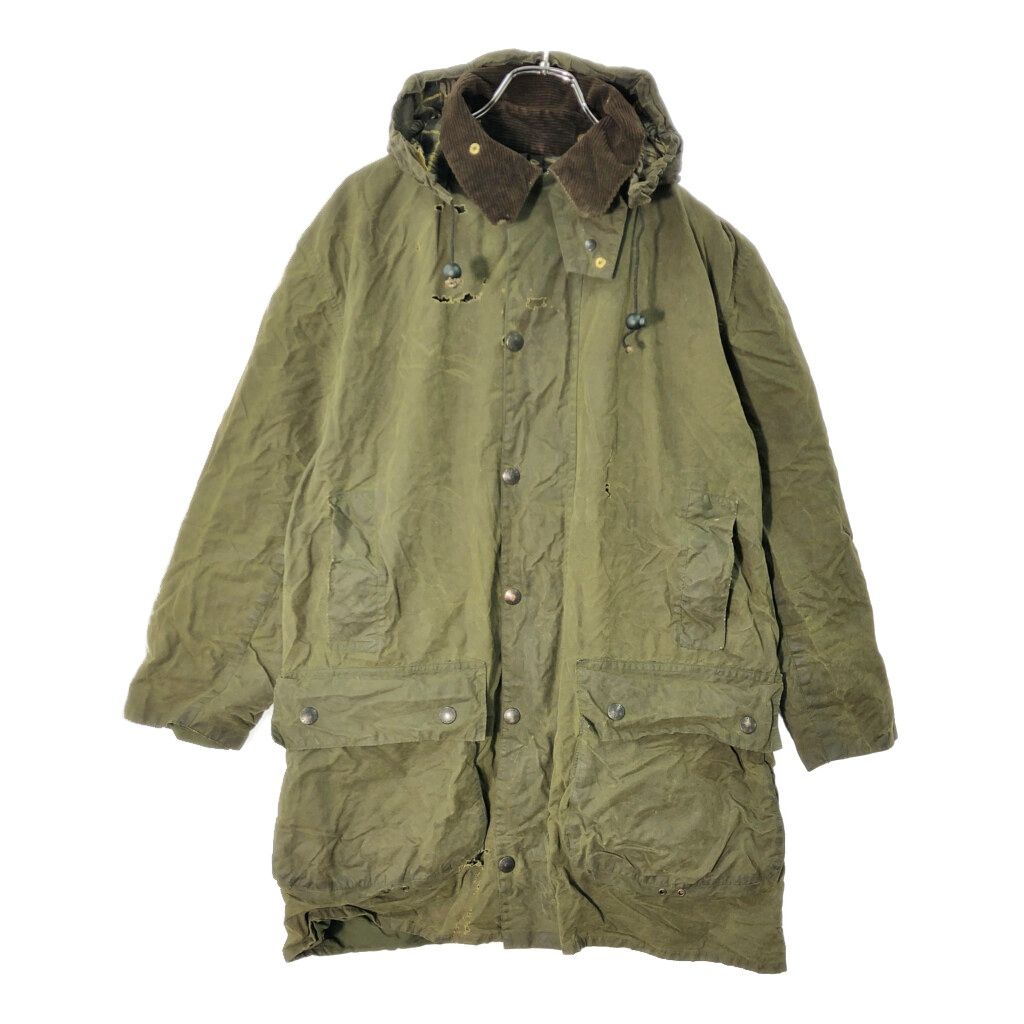 80年代 イングランド製 Barbour バブアー BORDER ボーダー オイルドジャケット オリーブ(メンズ 102CM/40IN)中古 古着 X1070