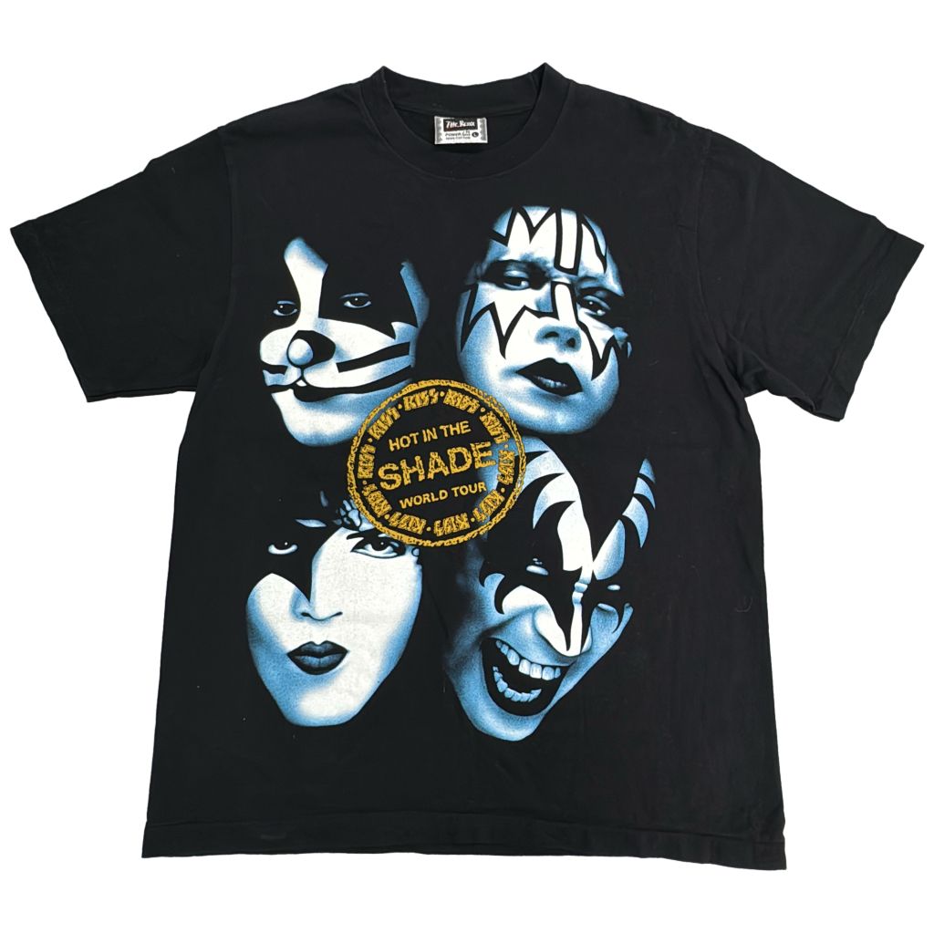 90年代 THE ROXX KISS キッス ブートレグ HOT IN THE SHADE TOUR 半袖Ｔシャツ バンド ブラック(メンズ L)中古 古着 Y0899