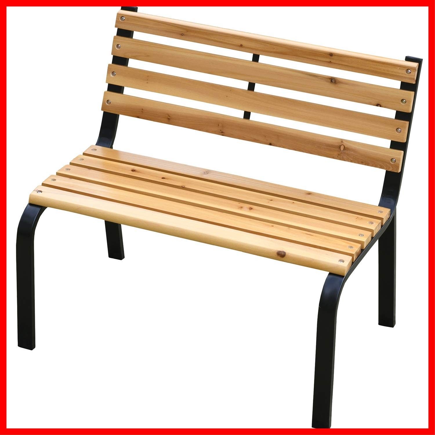 ガーデンマスター(Gardenmaster) ガーデンベンチ ミニ 幅80×奥行57.5×高さ74.5cm スチールベンチ パークベンチ スチール 天然木 お庭 ベランダ テラス バルコニー 休憩所 ガーデンマスター KMB-80