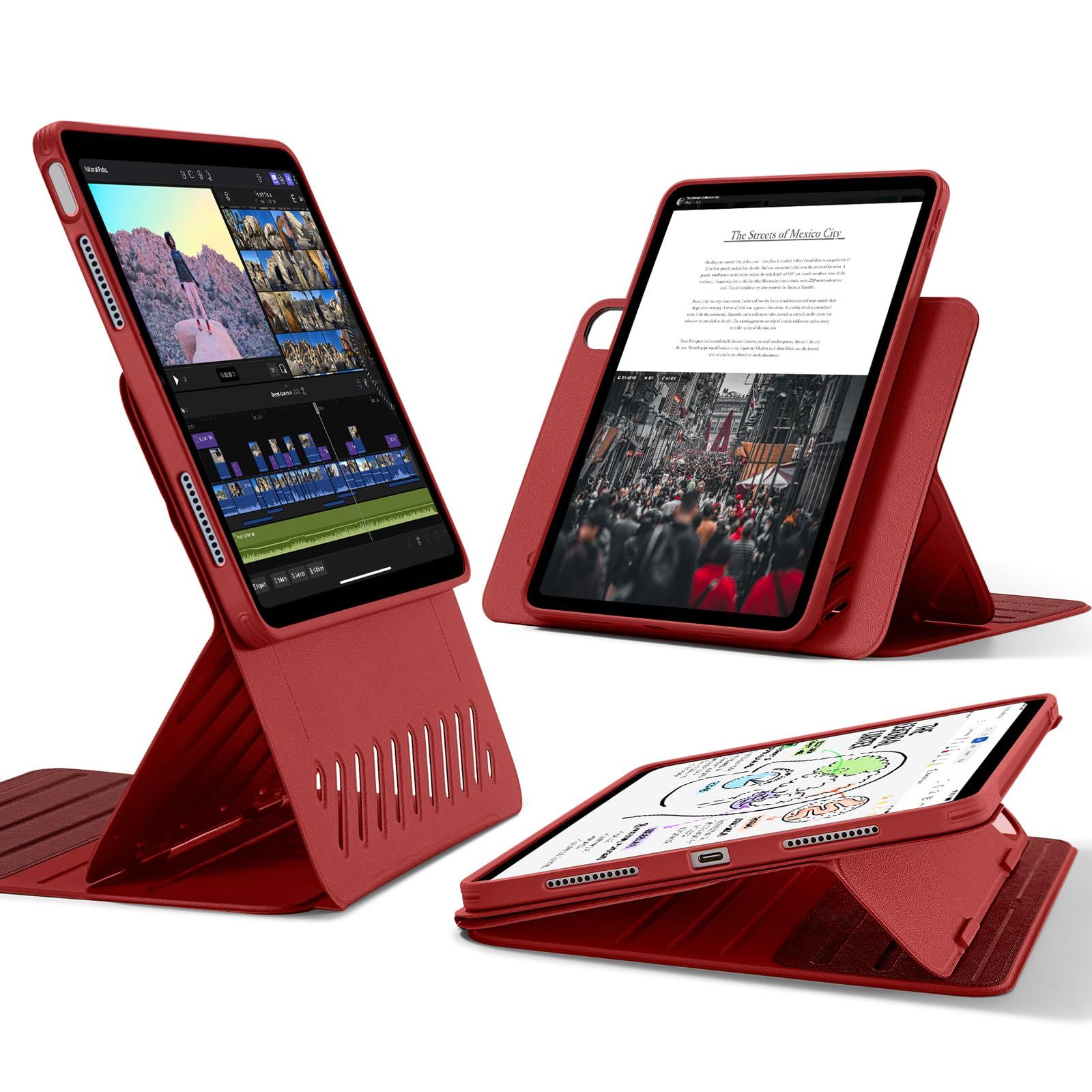 新品 ESR iPad Air 11インチ ケース (M4/M3/M2、2026/2025/2024) iPad Air 第5/4世代 (2022/2020)専用カバー 取外し可能なマグネットカバー付き回転式ケース 縦/横向きスタンド 9段階の角度調節 Pen 9,154円